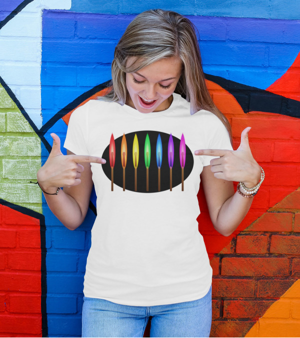 Rainbow Matches Colorful Sticks Spectrum Flame Quartet T-Shirt