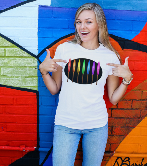 Rainbow Matches Colorful Sticks Spectrum Flame Quartet T-Shirt