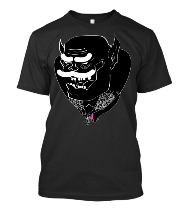 Demon On Fixie Bicycle Silhouette Drawing T-Shirt