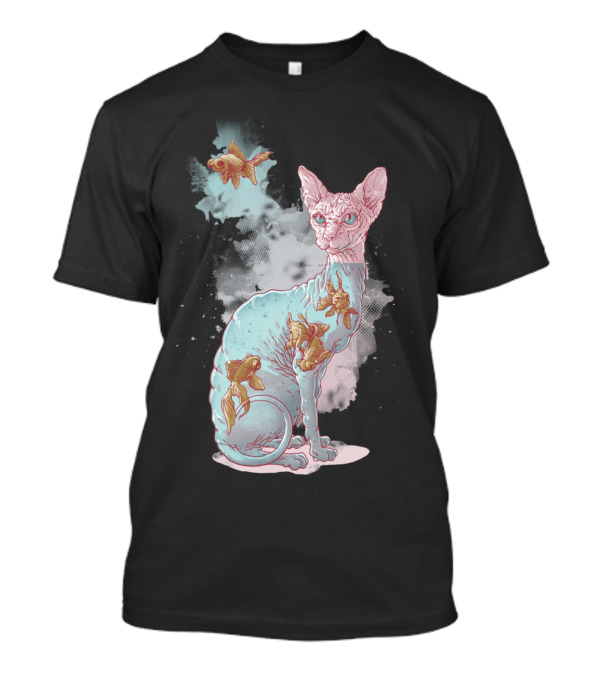 Conformity Sphynx Cat With Goldfish Surreal T-Shirt