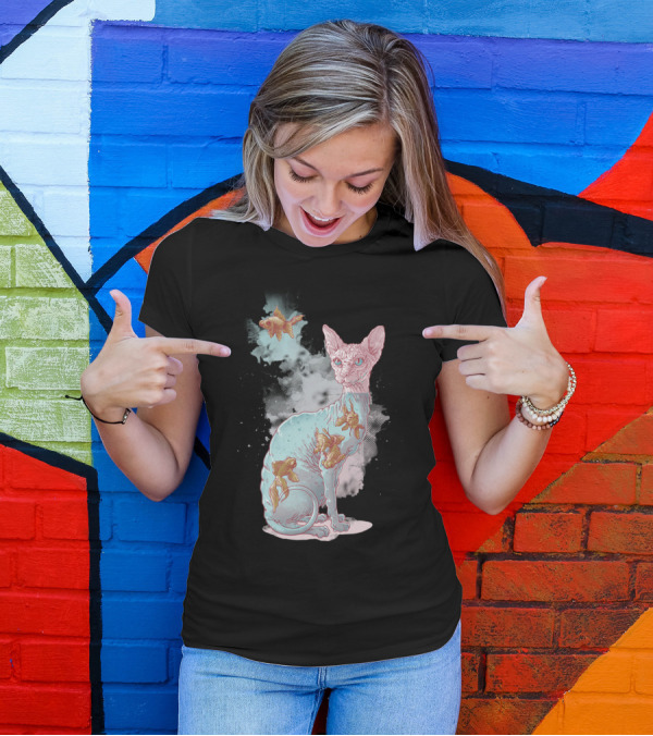 Conformity Sphynx Cat With Goldfish Surreal T-Shirt