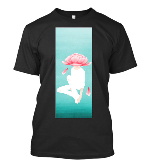 Flowerboy Head In Bloom Peony On Teal T-Shirt