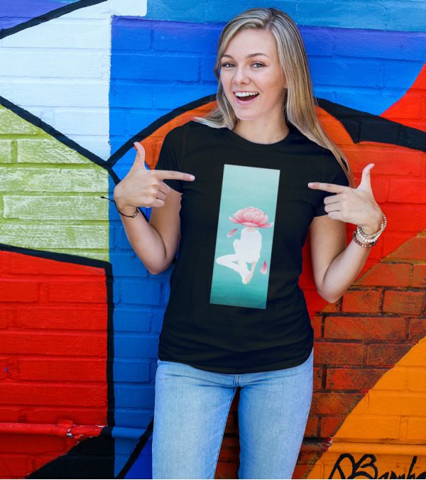 Flowerboy Head In Bloom Peony On Teal T-Shirt