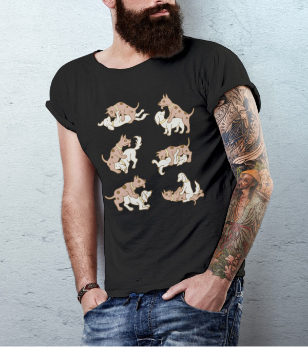 Erotic Dogs Playful Canine Interaction Art T-Shirt
