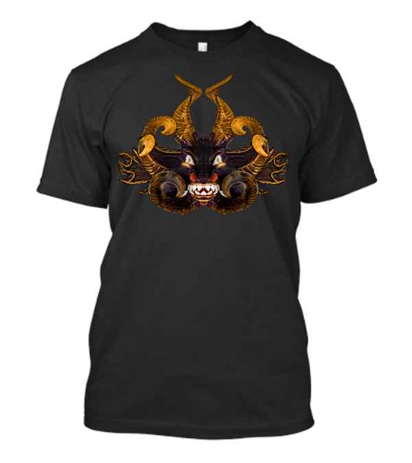 Demon Tribal Mask With Horns And Fangs T-Shirt