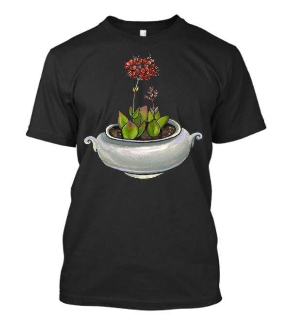 Flowering Succulents Pot With Red Blossoms T-Shirt