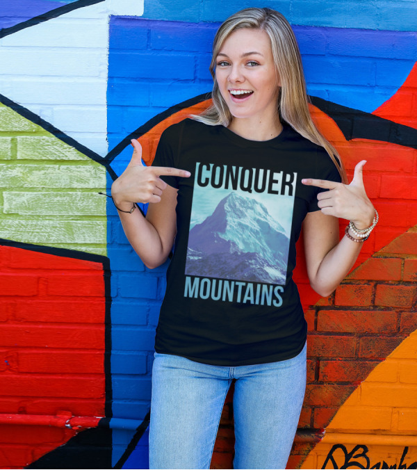Conquer Mountains Adventure Motivation T-Shirt