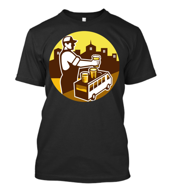 Bartender Beer Van City Circle Retro T-Shirt