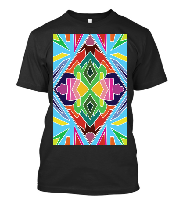 Rainbow Geometric Shield Pattern Block T-Shirt