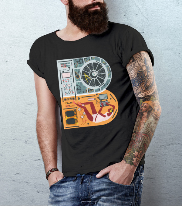 Navigation Control Panel With Astronaut In Spaceship Cockpit T-Shirt