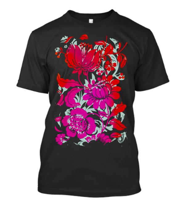 Flowers III Vibrant Floral Art Nouveau Blossoms T-Shirt