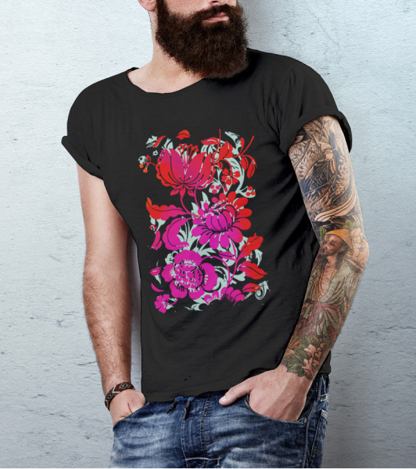 Flowers III Vibrant Floral Art Nouveau Blossoms T-Shirt