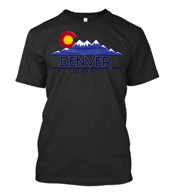 Denver Colorado Mountains Flag Sunburst T-Shirt