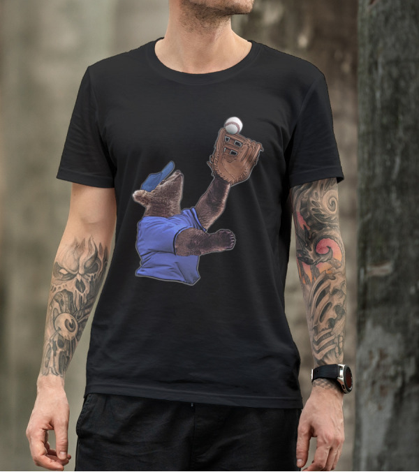 Baseball Bear Catching Fielder T-Shirt