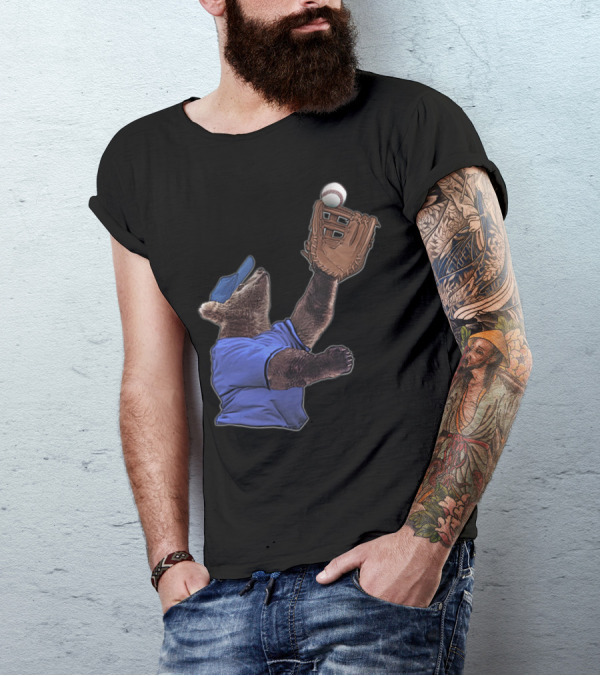 Baseball Bear Catching Fielder T-Shirt