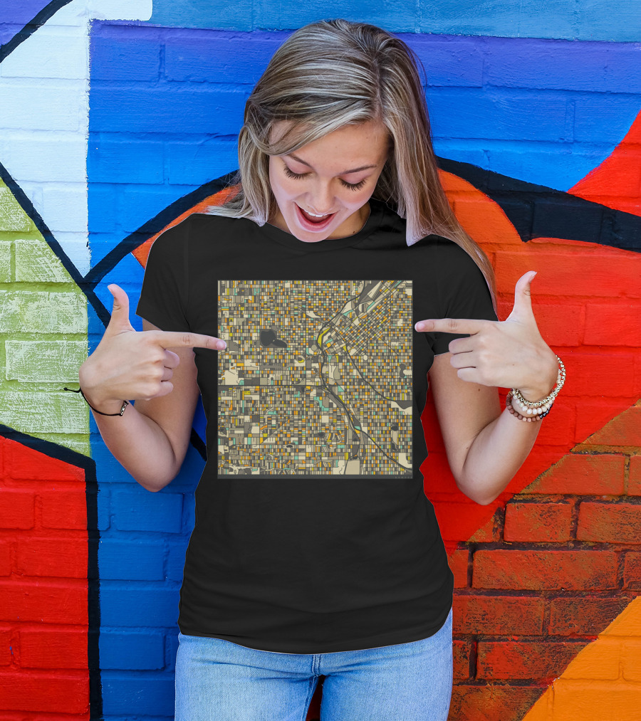 DENVER MAP COLORFUL CITY STREET GRID T-Shirt
