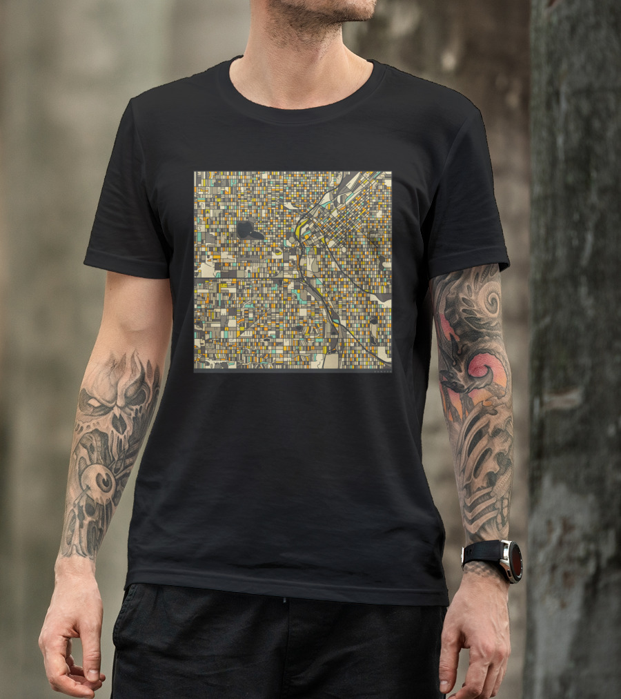 DENVER MAP COLORFUL CITY STREET GRID T-Shirt
