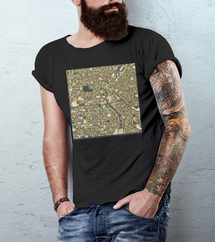 DENVER MAP COLORFUL CITY STREET GRID T-Shirt