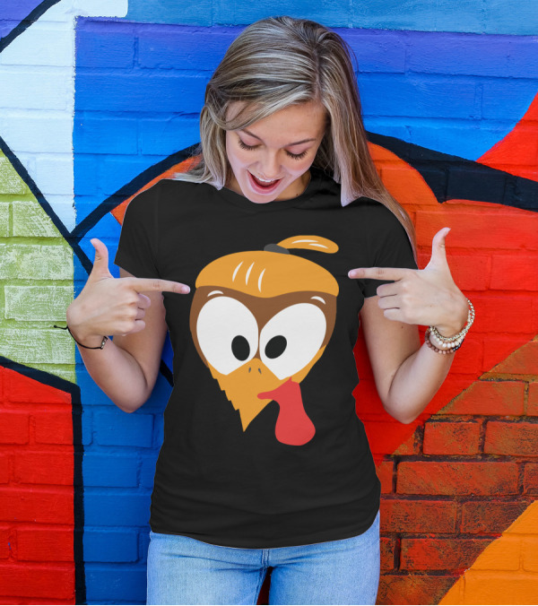 Super Cute Thanksgiving Turkey Face Des T-Shirt