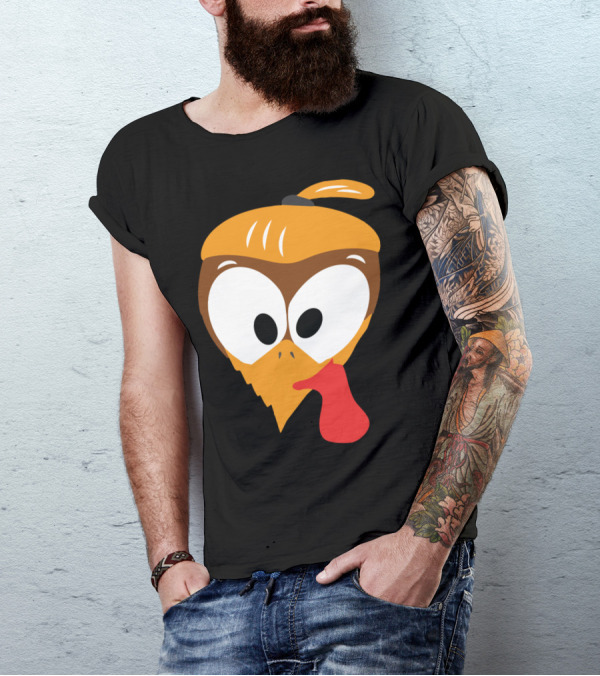 Super Cute Thanksgiving Turkey Face Des T-Shirt