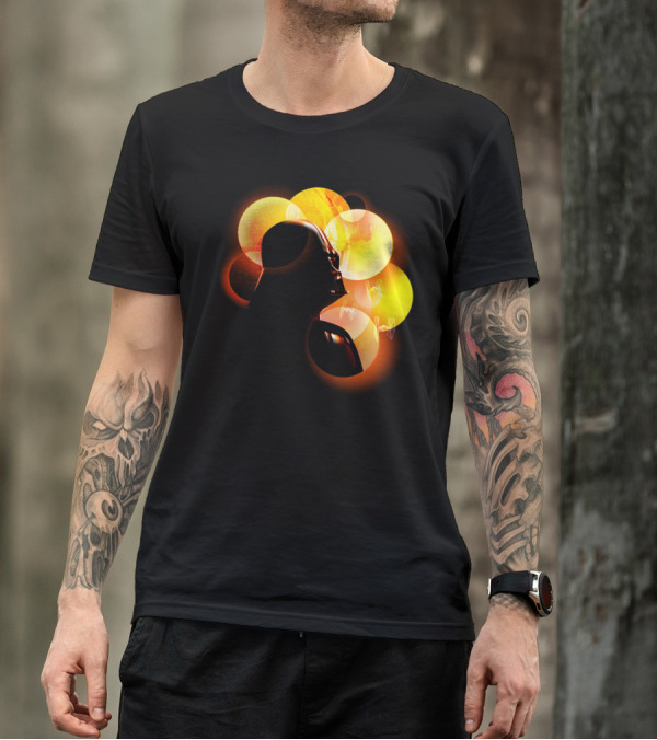 Vader TIE Fighter Silhouette With Bright Planetary Rings T-Shirt
