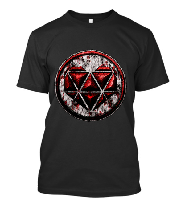 BLOODY HEART Geometric Red Grunge Emblem T-Shirt