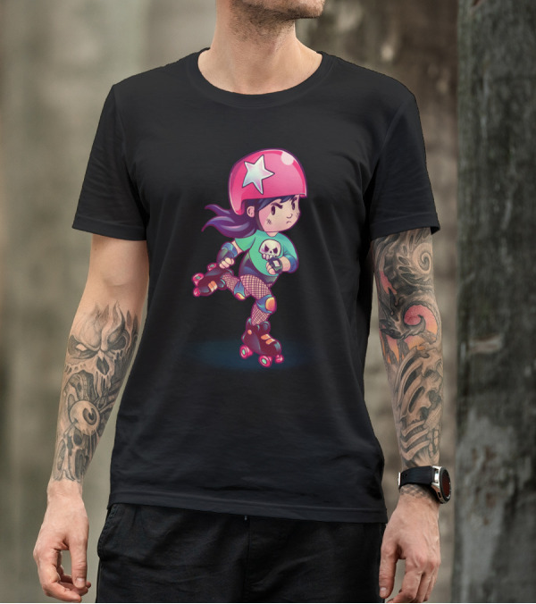 Derby Girl Tough Star Helmet Skull Skates T-Shirt