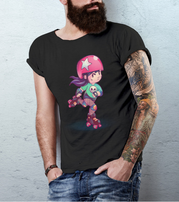 Derby Girl Tough Star Helmet Skull Skates T-Shirt