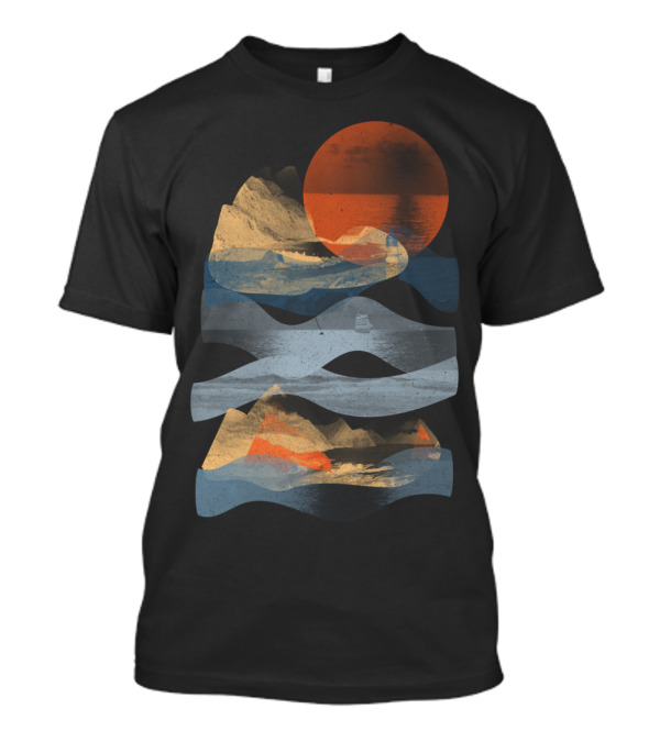 Descend Abstract Landscape With Mountains And Sun T-Shirt