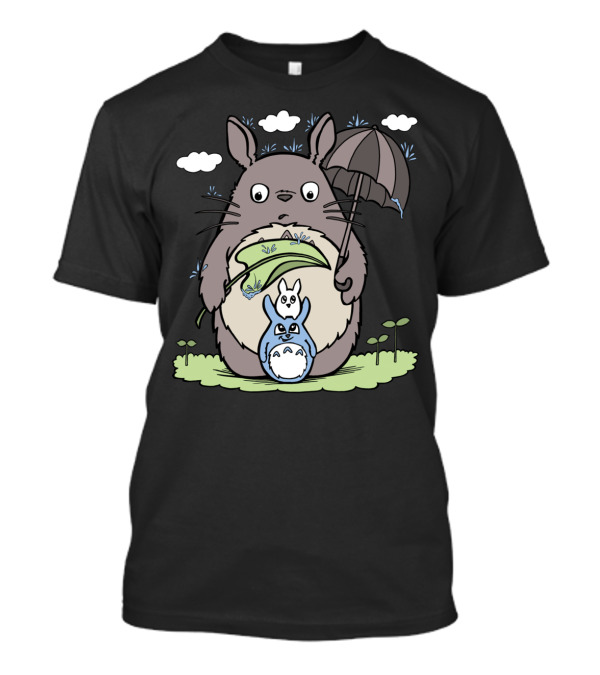 My Neighbor Rainy Day Friends Totoro Umbrella Trio T-Shirt
