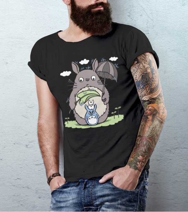 My Neighbor Rainy Day Friends Totoro Umbrella Trio T-Shirt