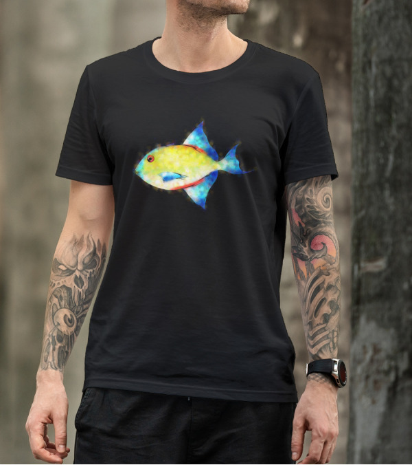 Esperimentoza Vibrant Yellow Blue Fish T-Shirt