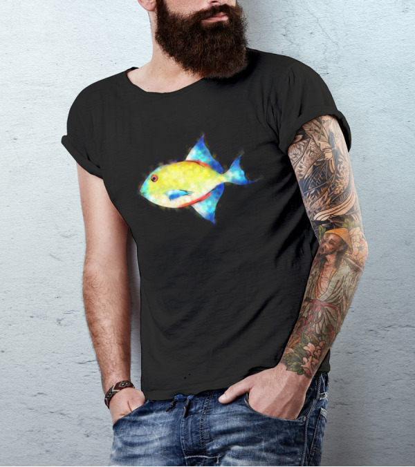 Esperimentoza Vibrant Yellow Blue Fish T-Shirt