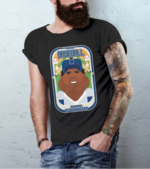 BASEBALL RHUBARB PITCHBATTER BLUE PINSTRIPES T-Shirt