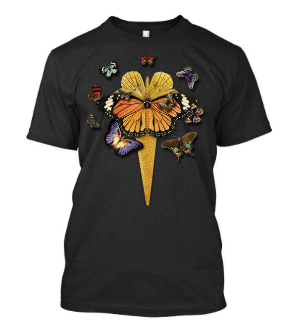 BUTTERFLIES ICE CREAM CONE FLORAL WINGS COLLAGE T-Shirt