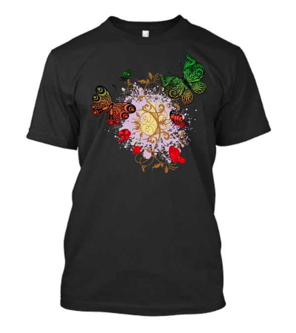 Butterflies Spring Palm Botanical T-Shirt