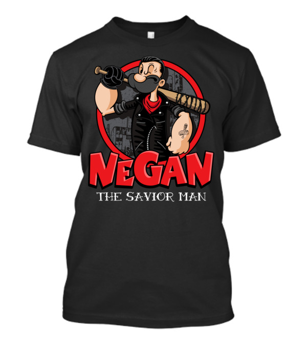Negan The Savior Man Cartoon Character With Bat And Tattoo T-Shirt