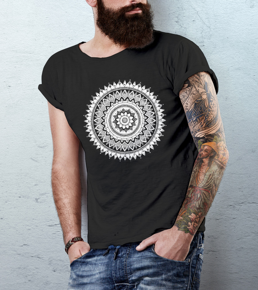 Continuum Mandala Black And White Geometric T-Shirt