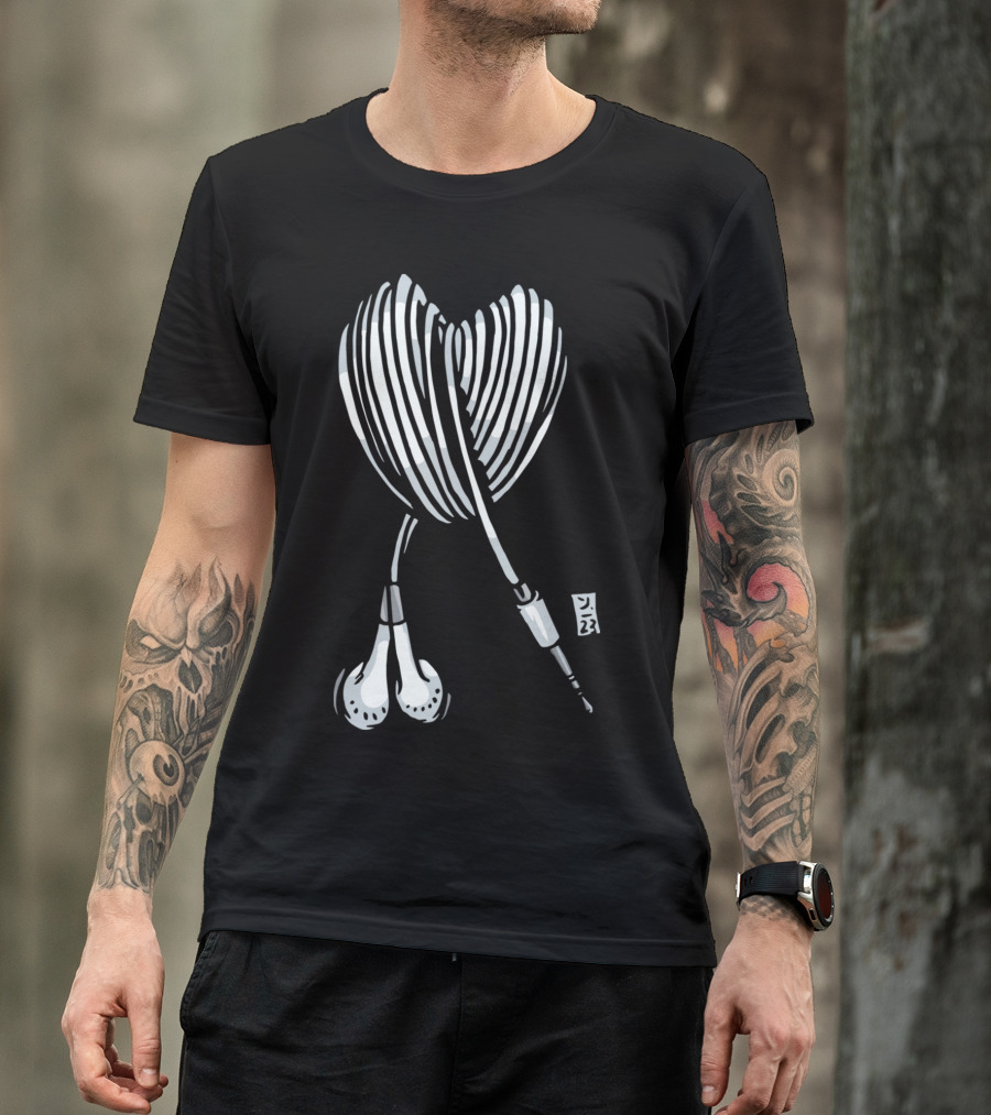Love Music Heart-Shaped Headphones T-Shirt
