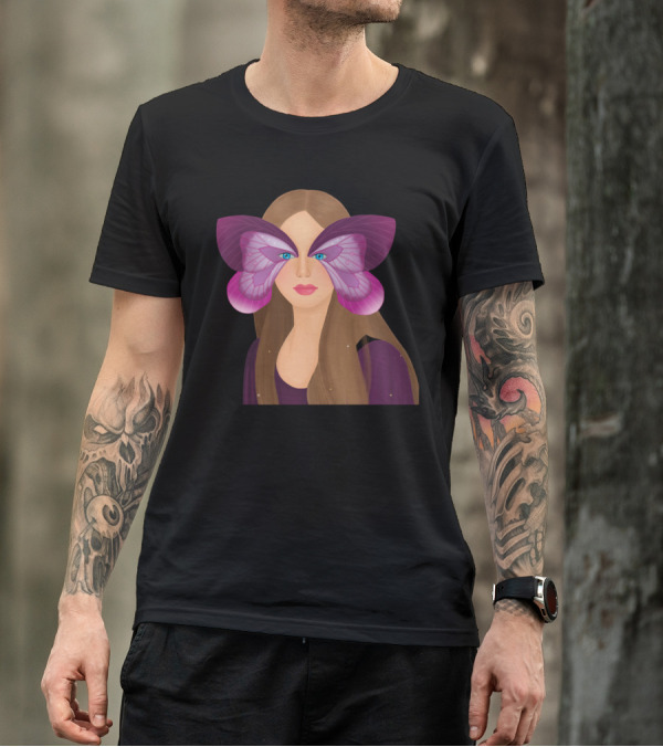 Butterfly Angel Enchanting Portrait With Vibrant Winged Mask T-Shirt