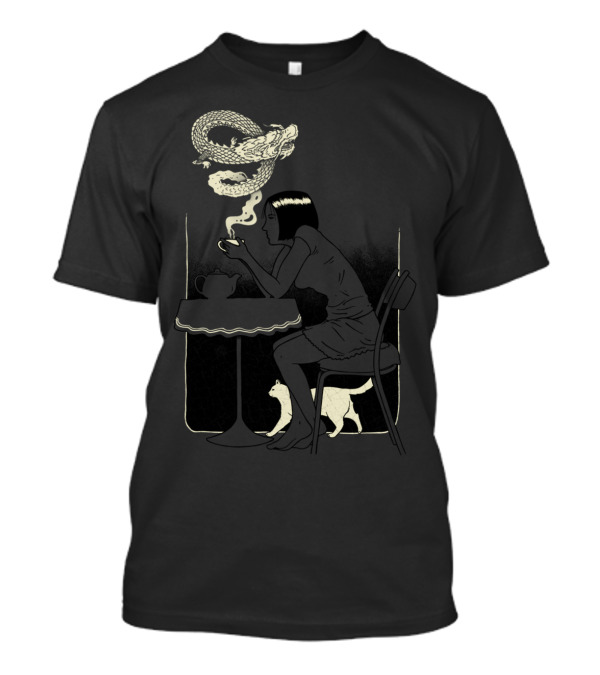 A Moment Of Zen Woman At Table With Tea Dragon Smoke T-Shirt