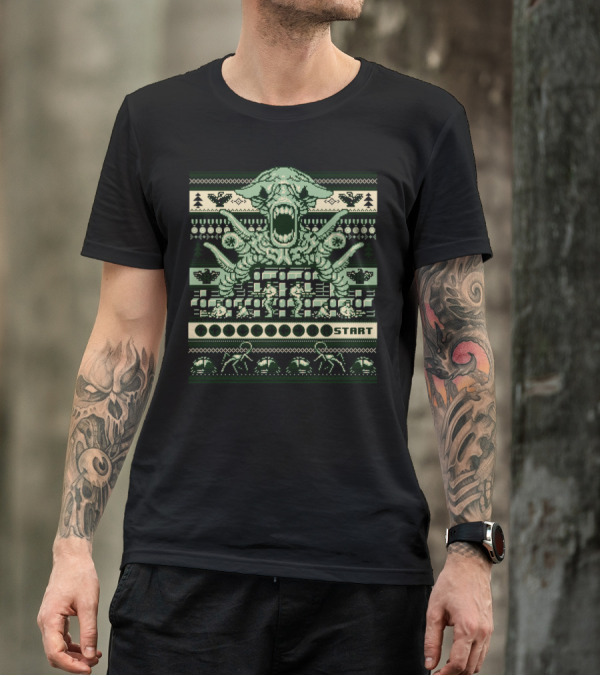 Contra Family Alien Boss Retro Video Game Start T-Shirt