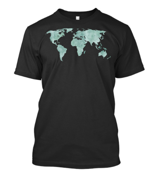 Desert Mint Watercolor World Map T-Shirt