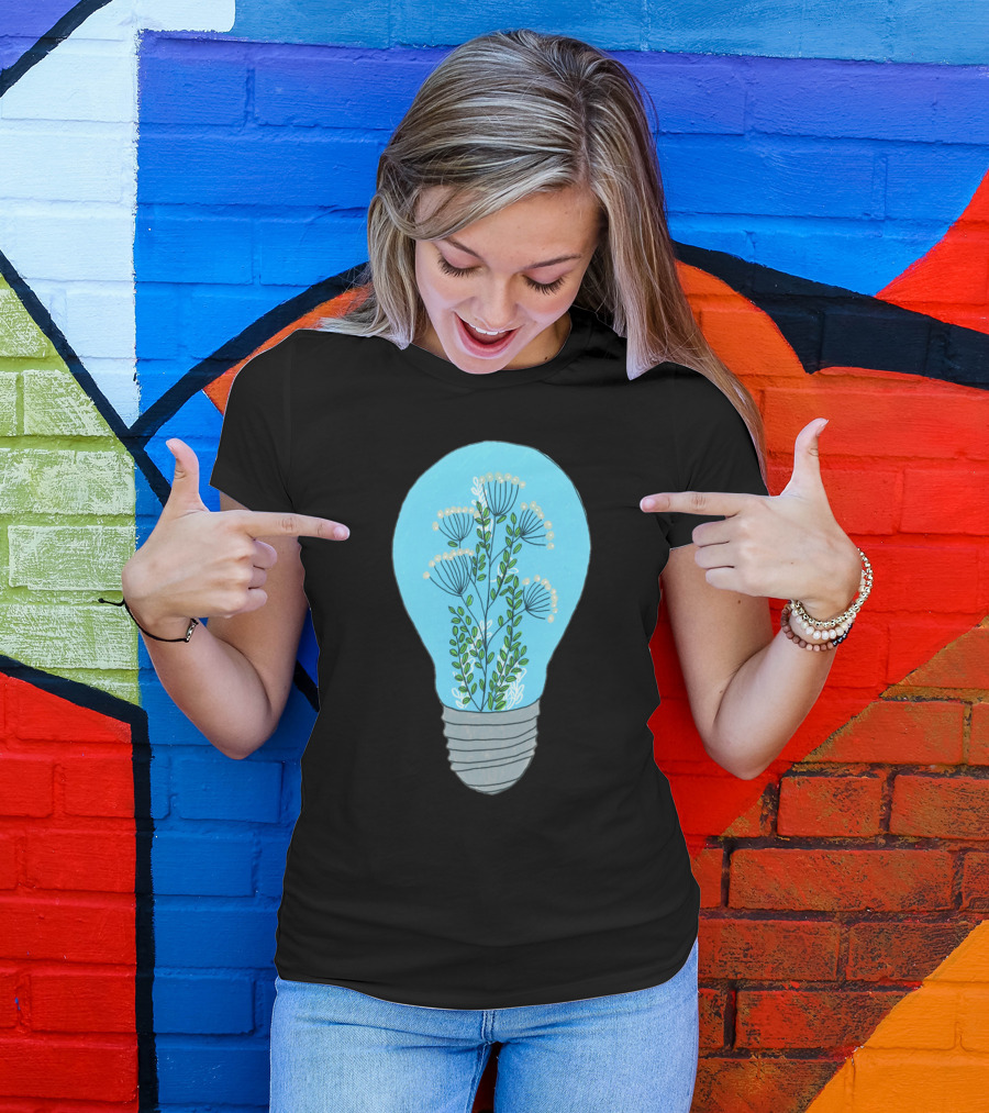 Eternal Terrarium Light Bulb With Floral Greenery Inside T-Shirt
