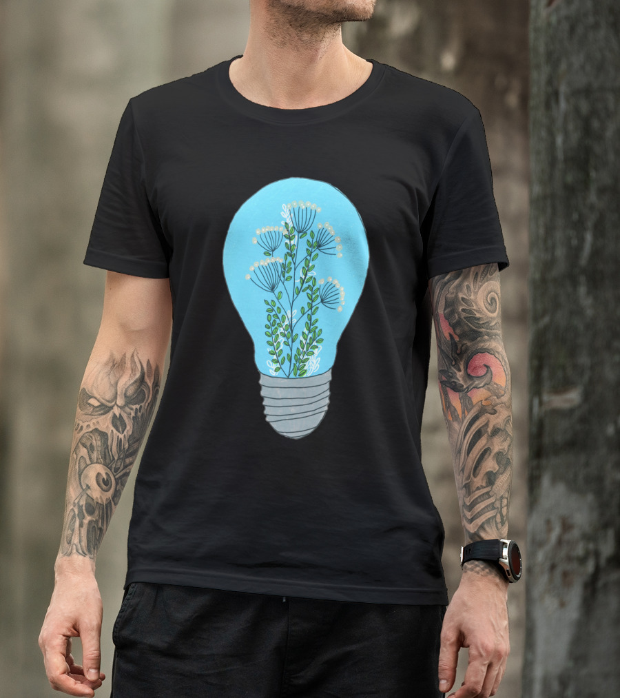 Eternal Terrarium Light Bulb With Floral Greenery Inside T-Shirt