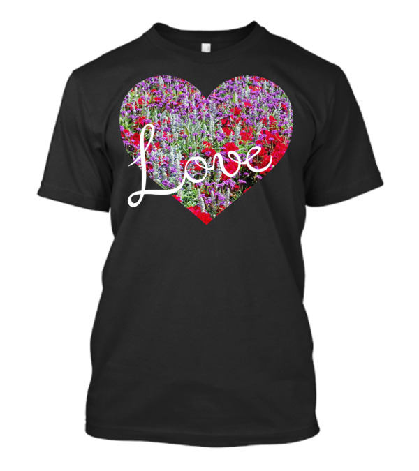 Love Heart With Vibrant Floral Background T-Shirt
