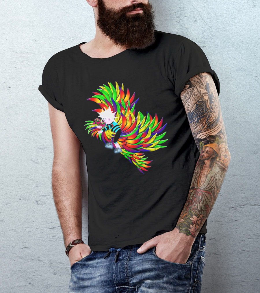 Neon Bird And The Colorful Wings Creature T-Shirt