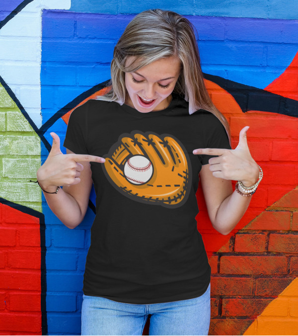 Baseball Mitt Catching Ball T-Shirt