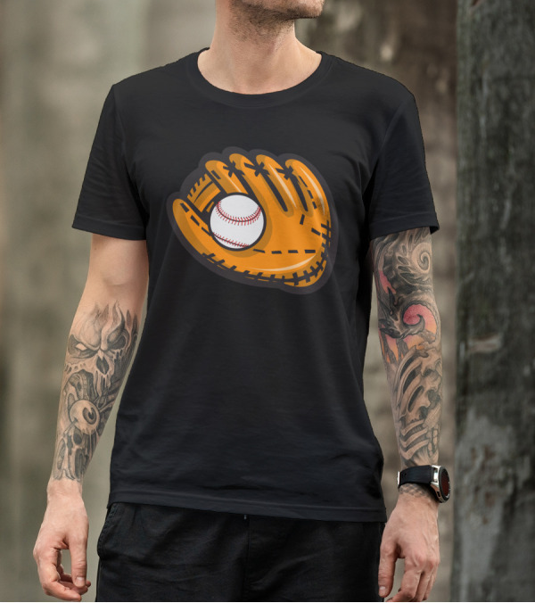 Baseball Mitt Catching Ball T-Shirt