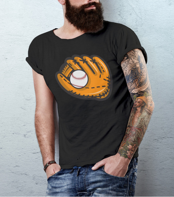 Baseball Mitt Catching Ball T-Shirt